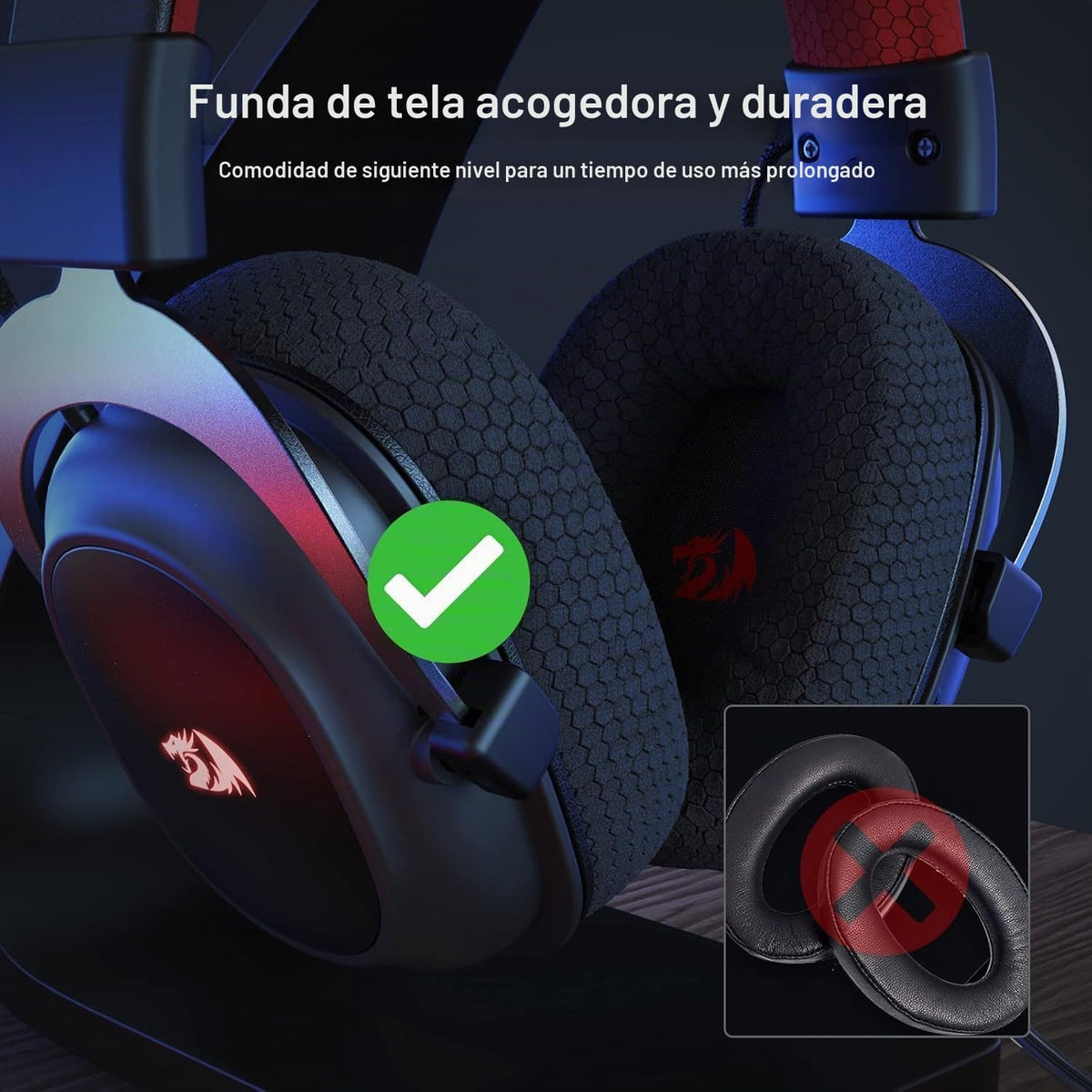 Diadema Gamer Inalámbrica Zeus Pro H510 RGB de Redragon, vista adicional 7