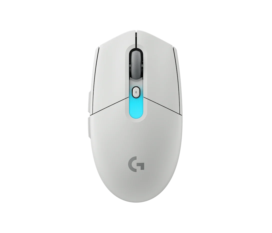 Mouse Gamer G305 X Superlight Blanco de Logitech G, vista superior en ángulo