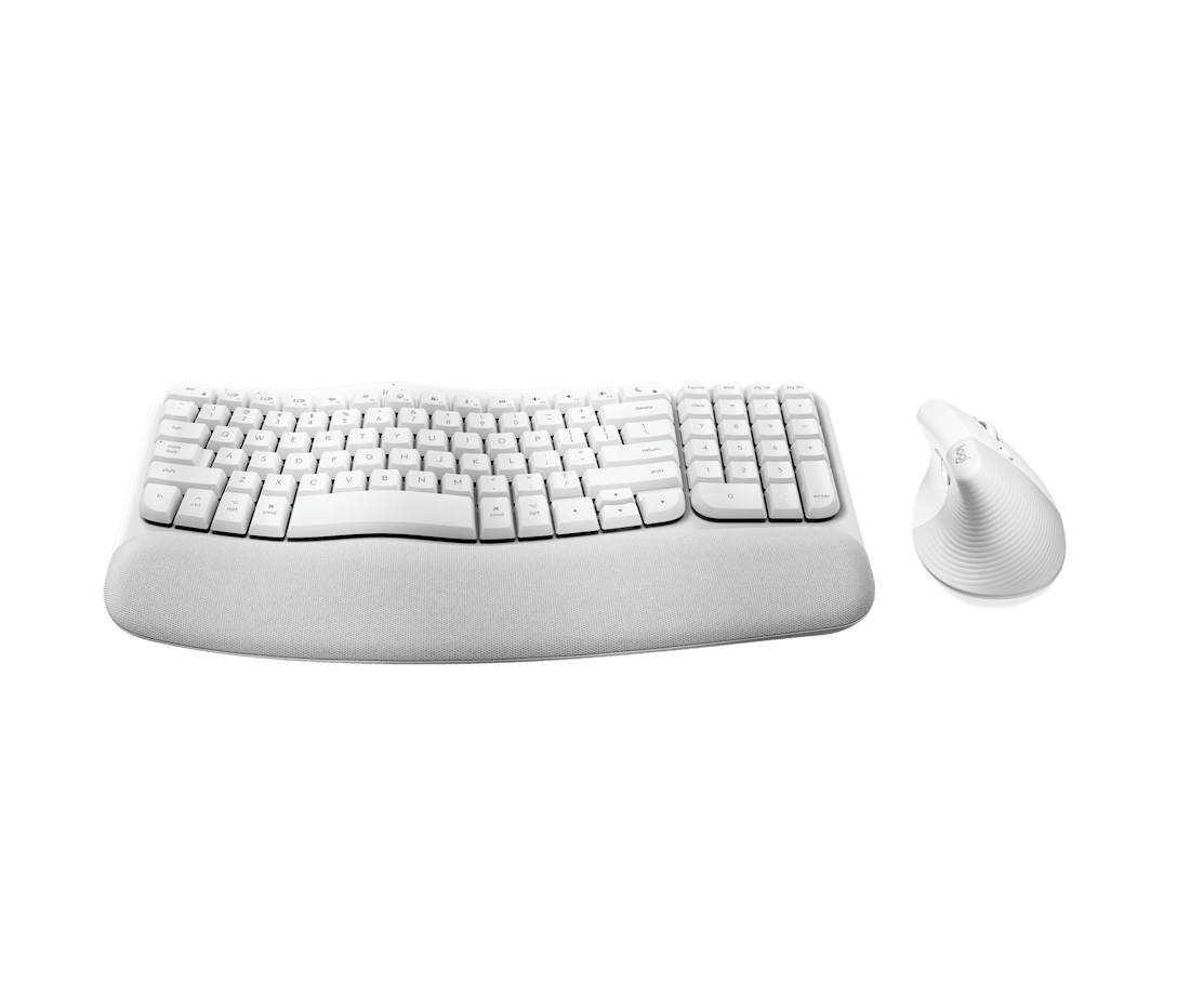 Combo Teclado y Mouse Ergonómico Wave Keys + Lift Blanco de Logitech, vista adicional 3