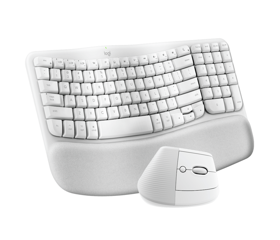 Combo Teclado y Mouse Ergonómico Wave Keys + Lift Blanco de Logitech, vista adicional 2