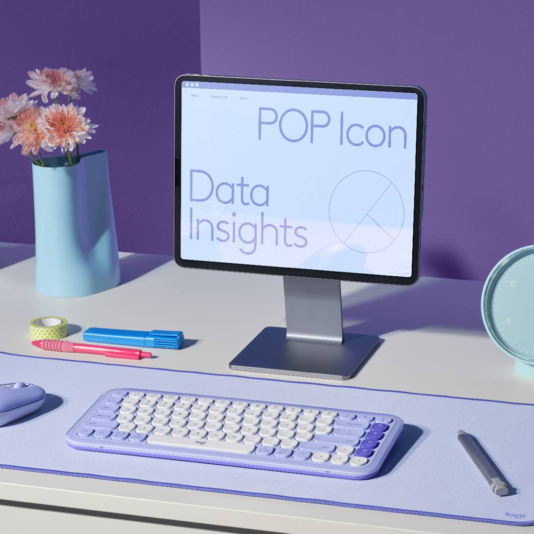 Teclado Bluetooth POP Icon Keys Lila y Blanco de Logitech, vista adicional 6
