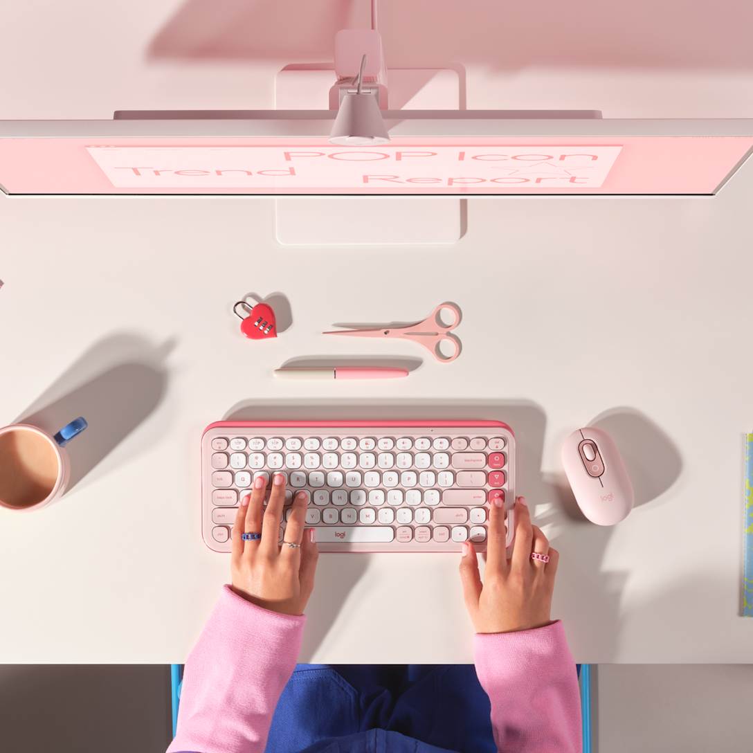 Teclado Bluetooth POP Icon Keys Rosa y Blanco de Logitech, vista adicional 2