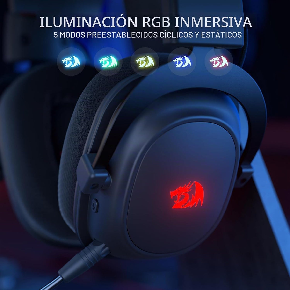 Diadema Gamer Inalámbrica Zeus Pro H510 RGB de Redragon, vista adicional 5