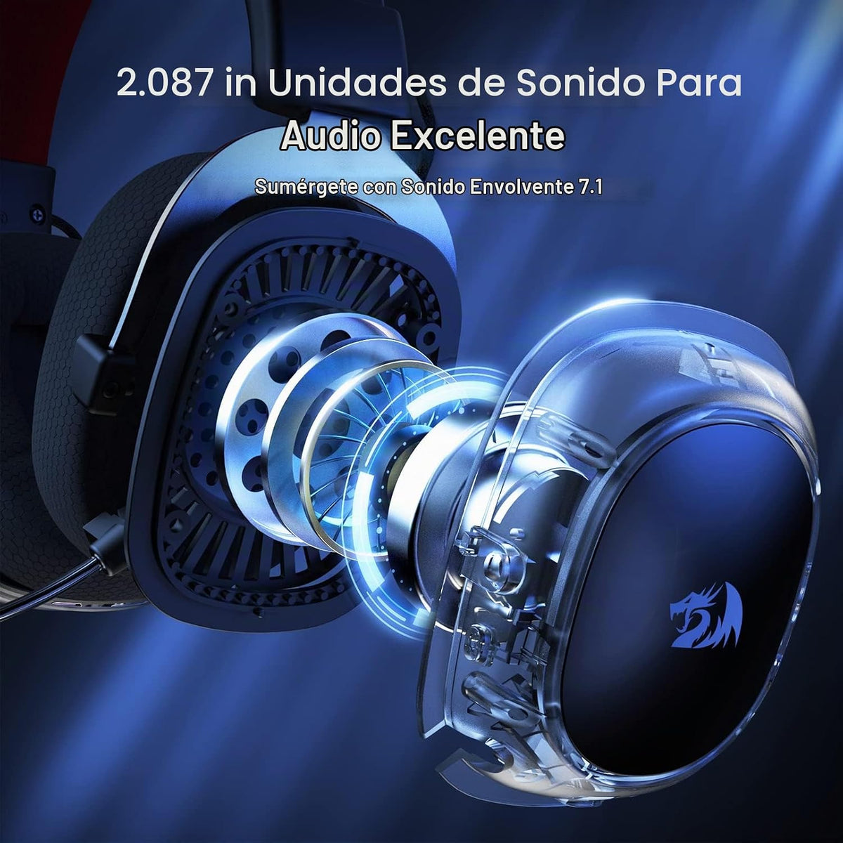 Diadema Gamer Inalámbrica Zeus Pro H510 RGB de Redragon, vista adicional 4
