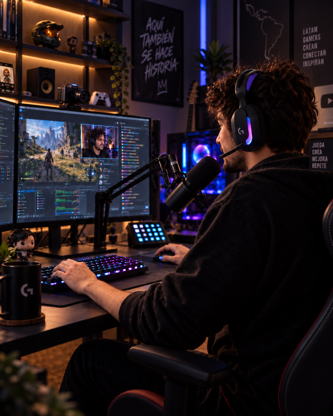 Setup gaming y streaming para jugar y crear contenido