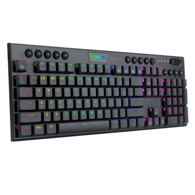 Teclado Gamer K619 Horus RGB Low Profile Negro de Redragon, controles multimedia dedicados