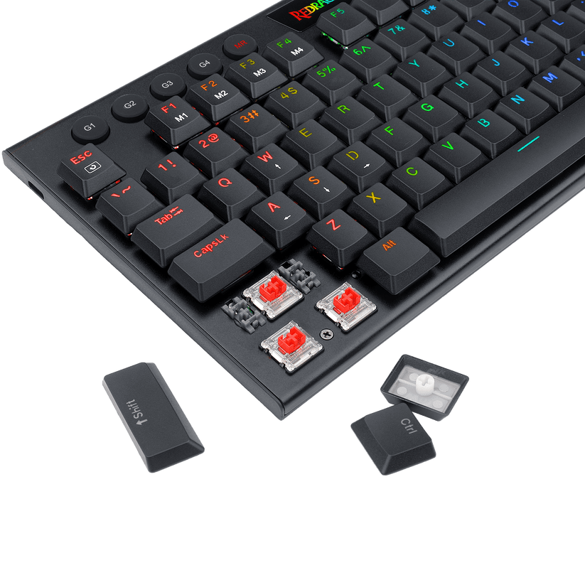 Teclado Gamer K619 Horus RGB Low Profile Negro de Redragon, switches lineales rojos