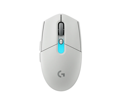 Mouse Gamer G305 X Superlight Blanco de Logitech G, vista superior en ángulo