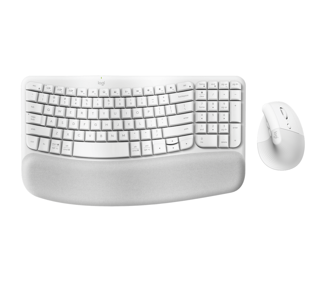 Combo Teclado y Mouse Ergonómico Wave Keys + Lift Blanco de Logitech