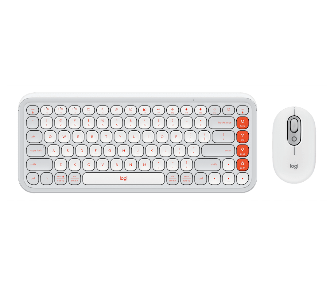 Combo Teclado y Mouse POP Icon Blanco y Naranja de Logitech