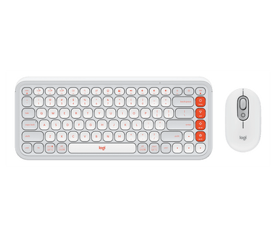 Combo Teclado y Mouse POP Icon Blanco y Naranja de Logitech