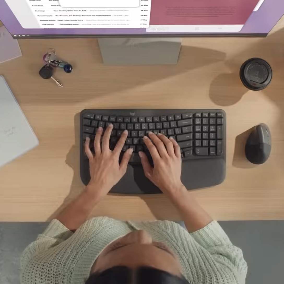 Teclado Ergonómico Inalámbrico Wave Keys Grafito de Logitech, vista adicional 6
