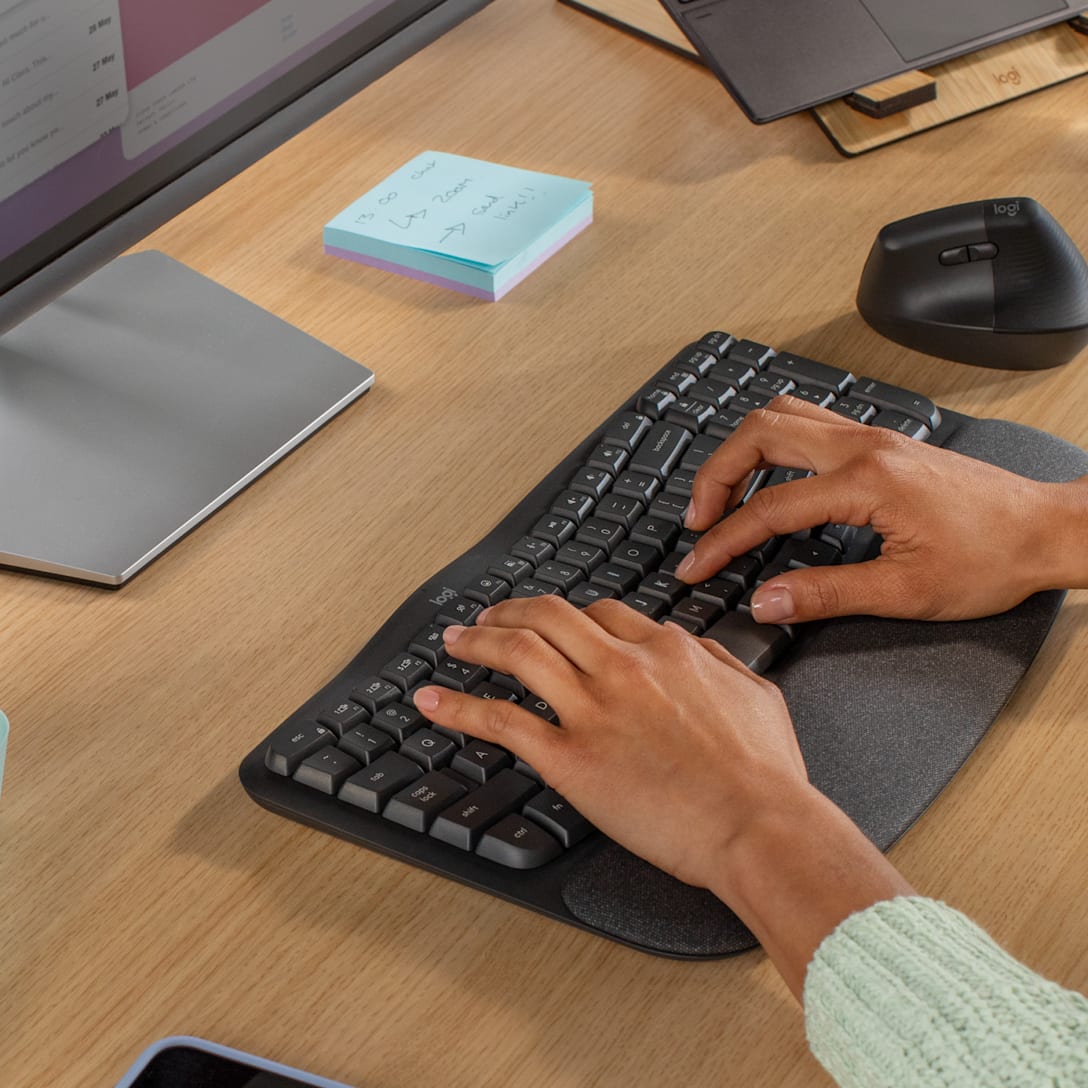 Teclado Ergonómico Inalámbrico Wave Keys Grafito de Logitech, vista adicional 2