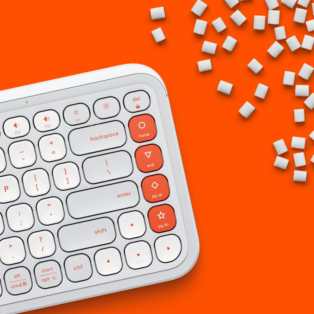 Teclado Bluetooth POP Icon Keys Blanco y Naranja de Logitech, vista adicional 4