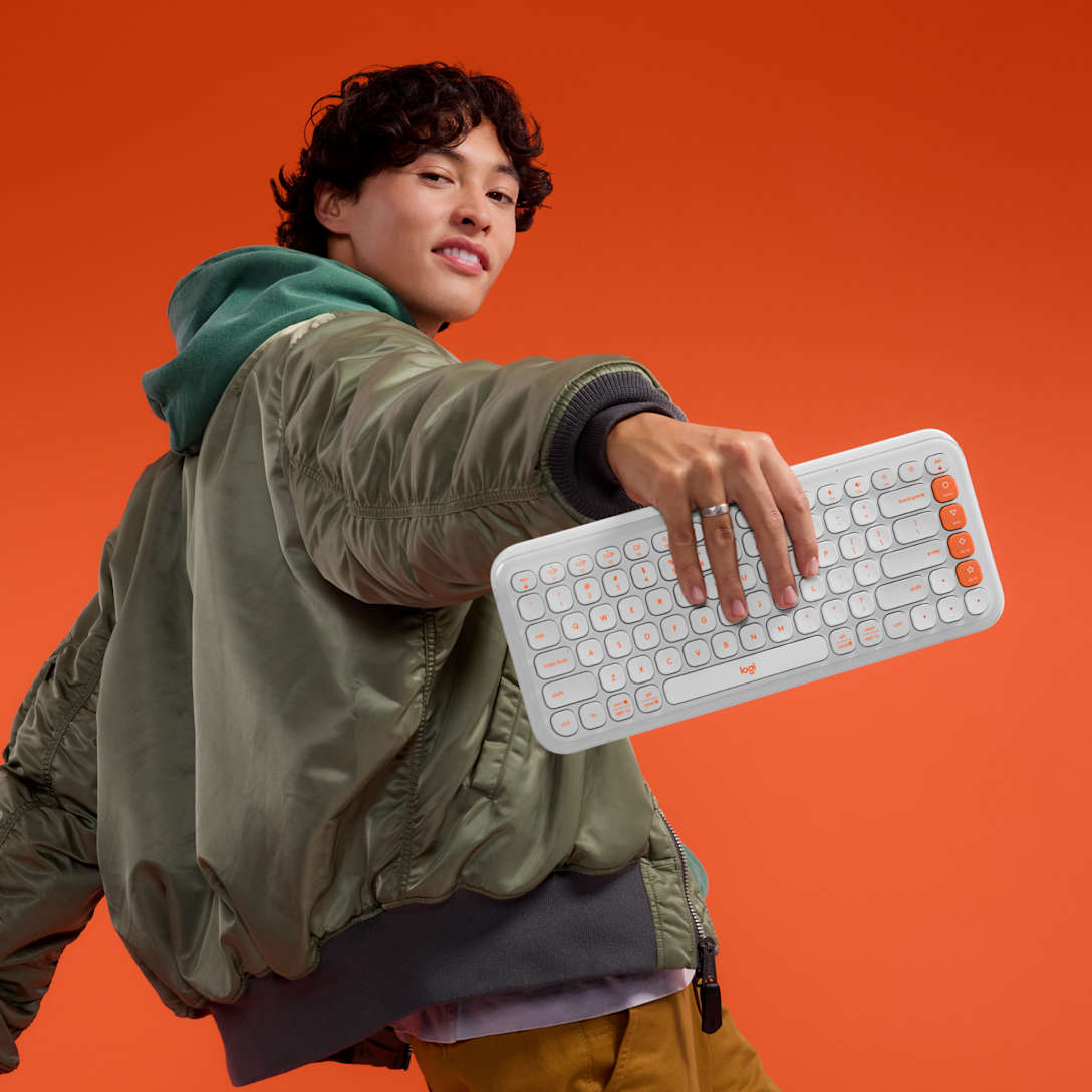 Teclado Bluetooth POP Icon Keys Blanco y Naranja de Logitech, vista adicional 5