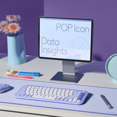 Teclado Bluetooth POP Icon Keys Lila y Blanco de Logitech, vista adicional 6