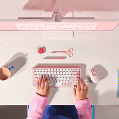 Teclado Bluetooth POP Icon Keys Rosa y Blanco de Logitech, vista adicional 2