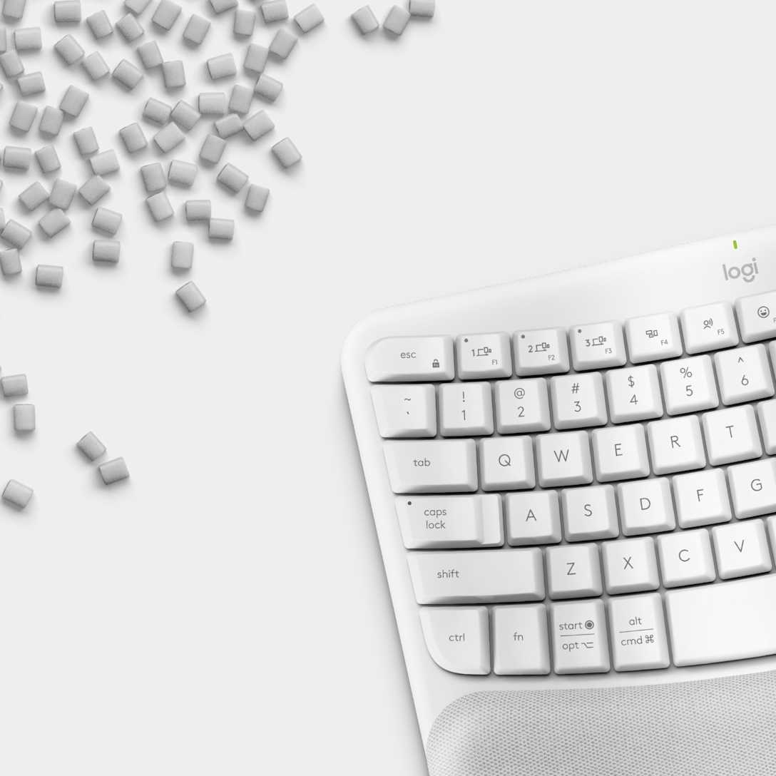 Teclado Ergonómico Inalámbrico Wave Keys Blanco de Logitech, vista adicional 5