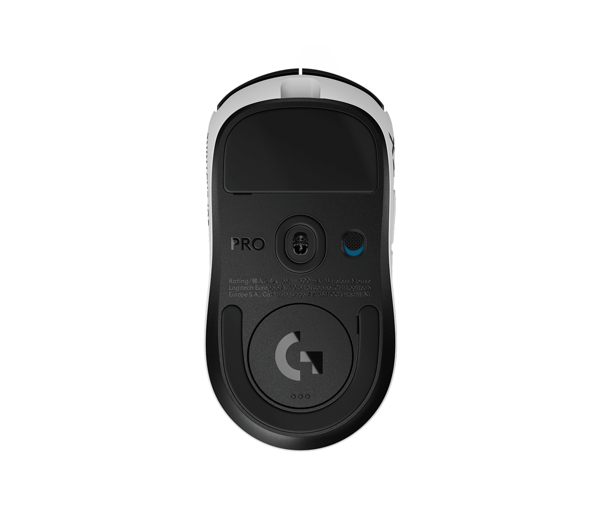 Mouse Gamer PRO X2 Superstrike Lunar Eclipse de Logitech G, vista inferior